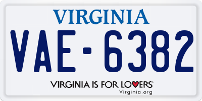 VA license plate VAE6382