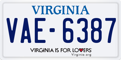 VA license plate VAE6387