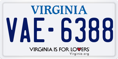 VA license plate VAE6388