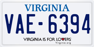 VA license plate VAE6394
