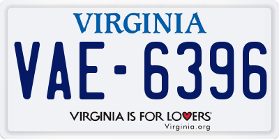 VA license plate VAE6396