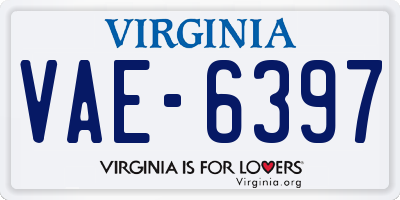 VA license plate VAE6397