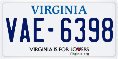 VA license plate VAE6398
