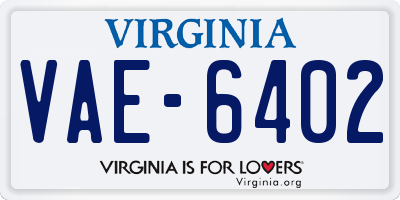 VA license plate VAE6402