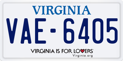 VA license plate VAE6405