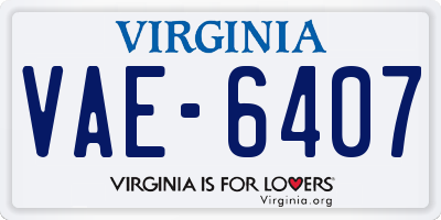 VA license plate VAE6407