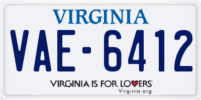 VA license plate VAE6412