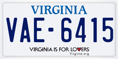 VA license plate VAE6415
