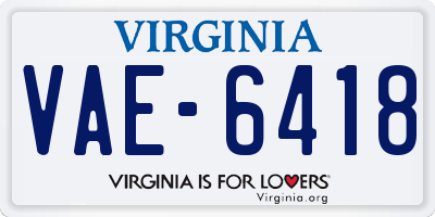 VA license plate VAE6418