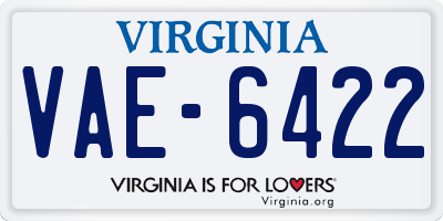 VA license plate VAE6422