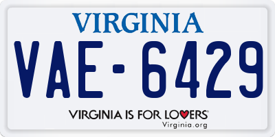 VA license plate VAE6429