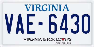 VA license plate VAE6430