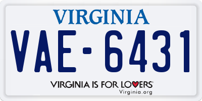VA license plate VAE6431