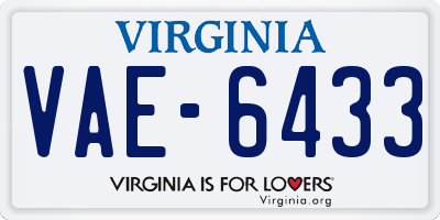 VA license plate VAE6433