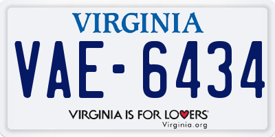 VA license plate VAE6434