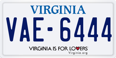 VA license plate VAE6444