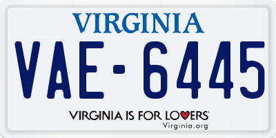 VA license plate VAE6445