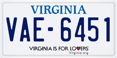 VA license plate VAE6451