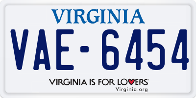 VA license plate VAE6454