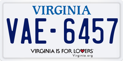 VA license plate VAE6457