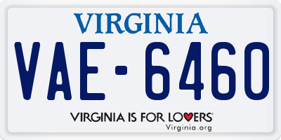 VA license plate VAE6460