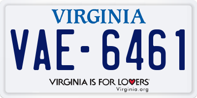 VA license plate VAE6461