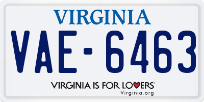 VA license plate VAE6463
