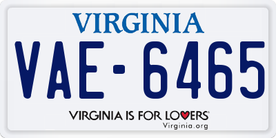 VA license plate VAE6465