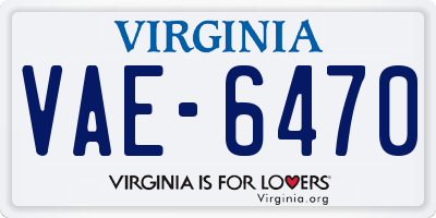 VA license plate VAE6470