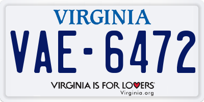 VA license plate VAE6472