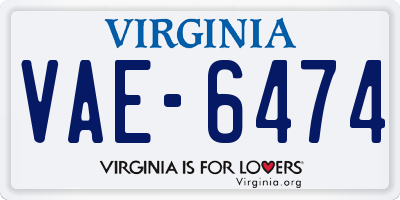 VA license plate VAE6474