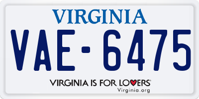 VA license plate VAE6475