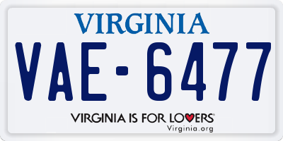 VA license plate VAE6477