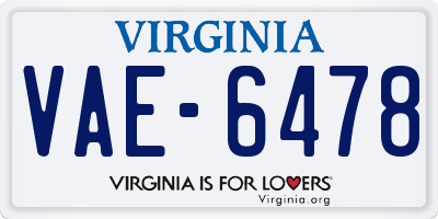 VA license plate VAE6478