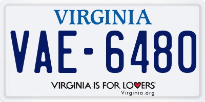 VA license plate VAE6480