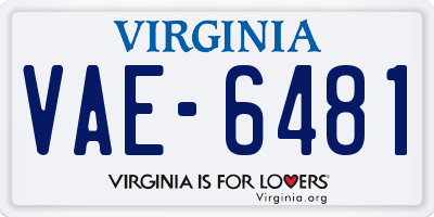 VA license plate VAE6481