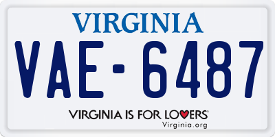 VA license plate VAE6487