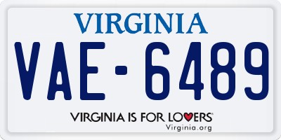 VA license plate VAE6489