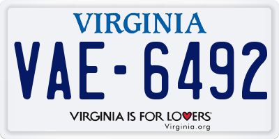 VA license plate VAE6492