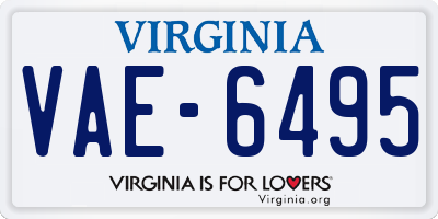 VA license plate VAE6495