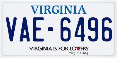 VA license plate VAE6496