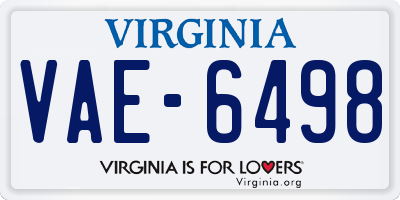 VA license plate VAE6498