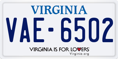 VA license plate VAE6502
