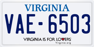VA license plate VAE6503