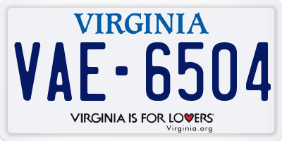 VA license plate VAE6504