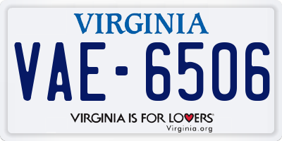 VA license plate VAE6506