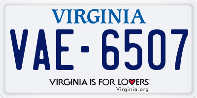 VA license plate VAE6507