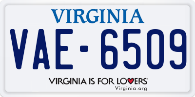 VA license plate VAE6509