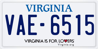 VA license plate VAE6515