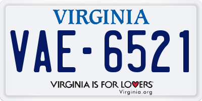 VA license plate VAE6521